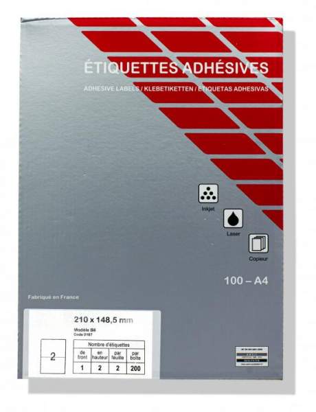 Druckeretiketten, Etiketten 210x148,5mm DIN A4 Label (1 Pckg. á 100 Blatt)