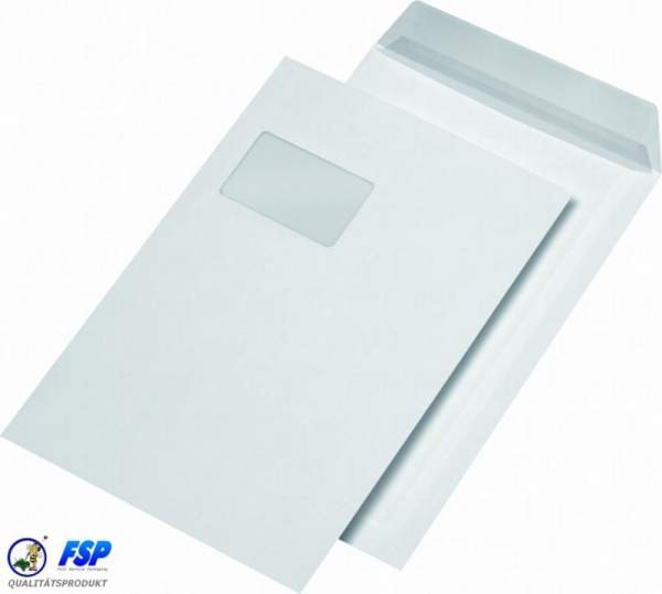 Weiße Versandtasche DIN C4 229x324mm mit Fenster haftklebend