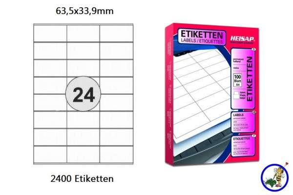 Papier-Etiketten 63,5x33,9mm DIN A4