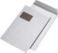 Papprückwandtaschen 229x324mm mit Fenster Weiß haftklebend Papprückwandtaschen 229x324mm mit Fenster Weiß haftklebend