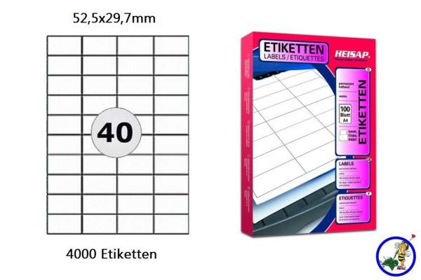 Papier-Etiketten 52,5x29,7mm DIN A4 Druckeretiketten Label 