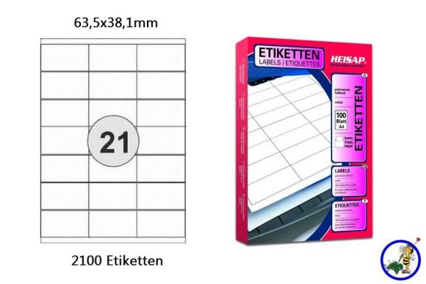 Papier-Etiketten 63,5x38,1mm DIN A4 
