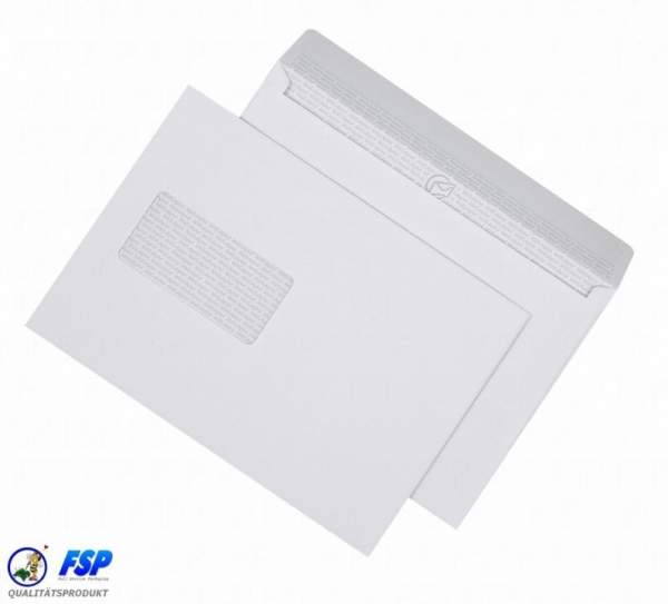 Weiße DIN C5 Briefumschläge 162x229mm 90g/qm mit Fenster hk (500 Stück)