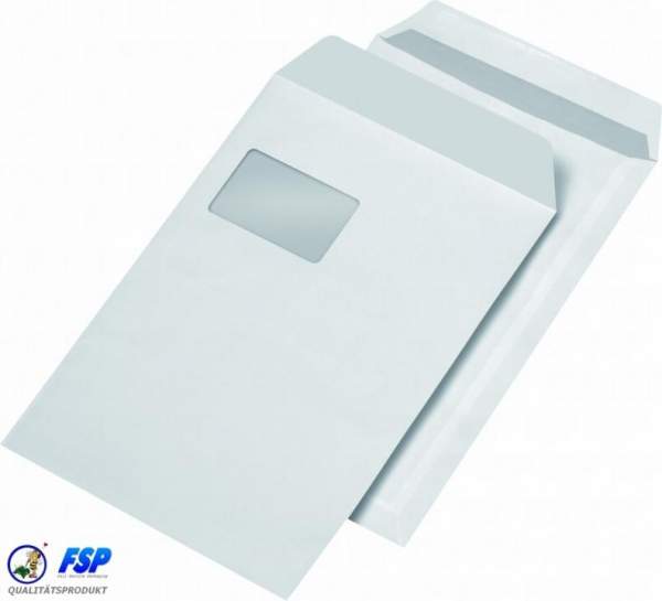 Weiße DIN C4 Briefumschläge 229x324mm 100g/qm mit Fenster hk (250 Stück)