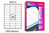 Papier-Etiketten 70x25,4mm DIN A4 Druckeretiketten weiß Label Papier-Etiketten 70x25,4mm DIN A4 Druckeretiketten weiß Label