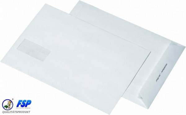 Weiße DIN B4 Briefumschläge 250x353mm 120g/qm mit Fenster hk (250 Stück)