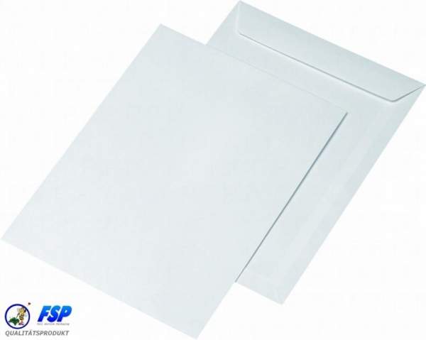 Weiße DIN C4 Briefumschläge 229x324mm 90g/qm ohne Fenster hk (250 Stück)